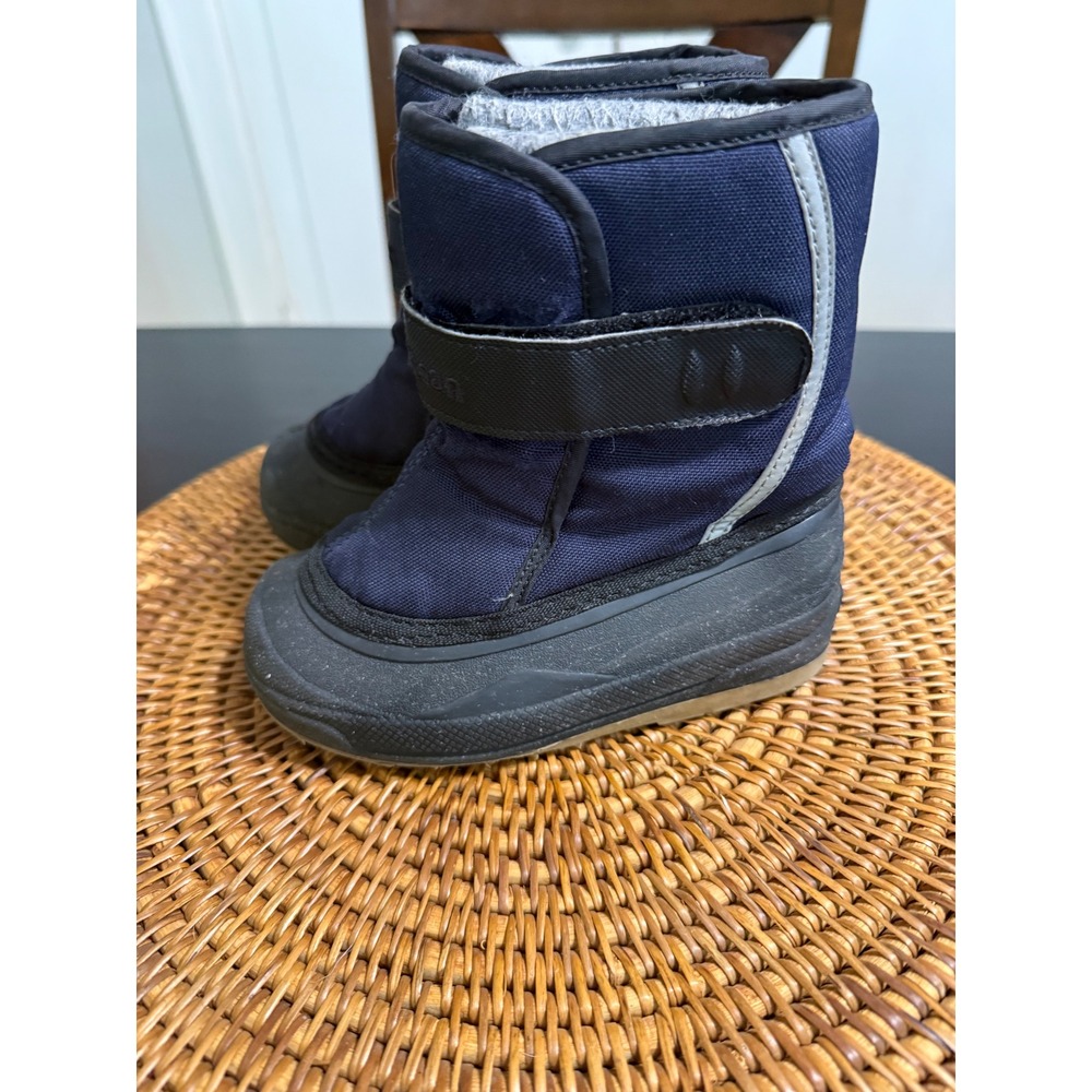 LL Bean Kids Snow Boots Navy Blue Black Fleece Lined Winter Boots - Picture 4 of 7